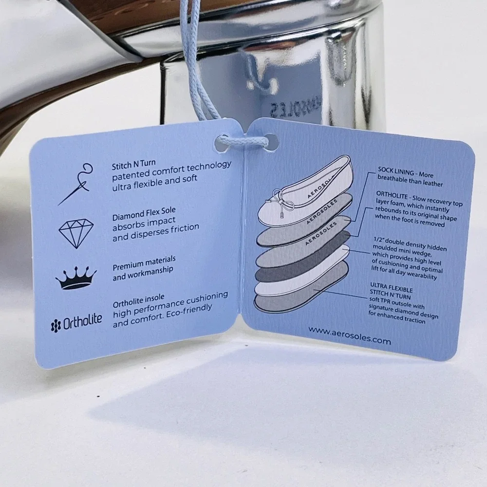 Aerosoles Camera Silver Metallic Platform Sandals Block Heel Womens 7M New - Picture 6 of 7